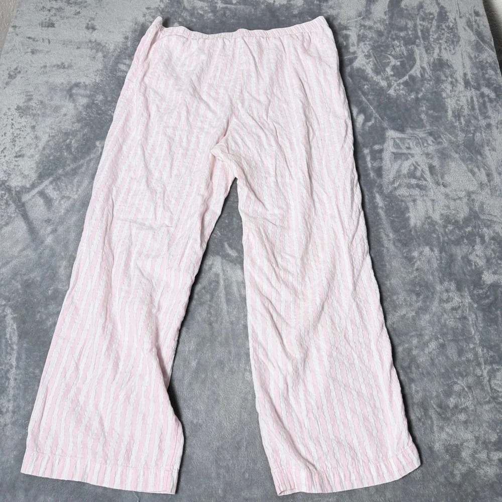 Victoria's Secret XL Pink White Silver Striped Pajama Pants Sleep Bottoms